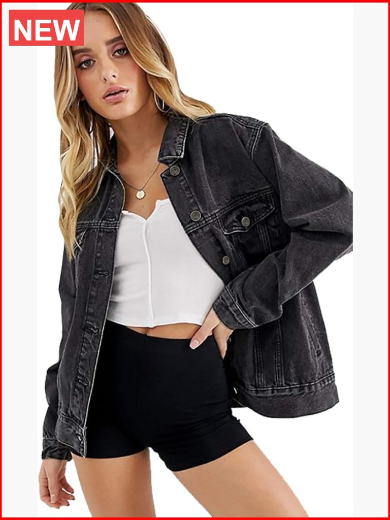 Oversize Vintage Washed Boyfriend Denim Jacket Long Sleeve Classic Loose Jean